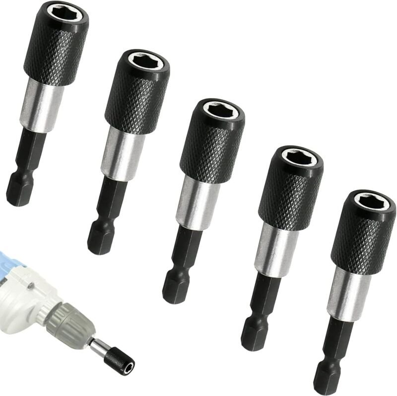 5-teiliger magnetischer Bithalter, 1/4" 60-mm-Schlagschrauber-Bithalter, für Trockenbau und zum Eindrehen von Schnellver...