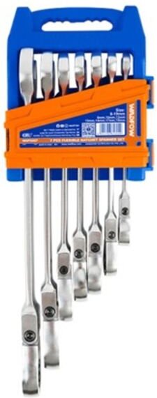 WADFOW 7-teiliger Ratschen-Maulschlüsselsatz aus Cr-Mo-Stahl, ergonomisches Design