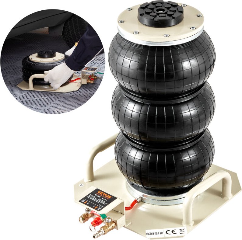 Pneumatischer Wagenheber Air Jack 3 t, Weiß Dreifachbeutel Luftheber 140-450 mm Hubhöhe Sack Luftwagenheber, 5 Minuten H...