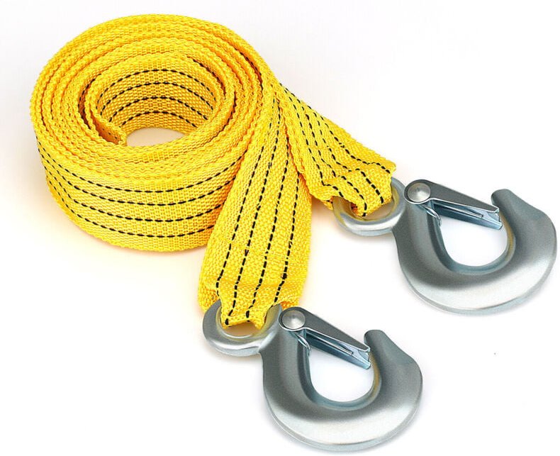 Hochwertiges, robustes Abschleppkabel für Geländewagen, 4 m, bis zu 3 Tonnen, mit Sicherheitshaken aus Stahl.