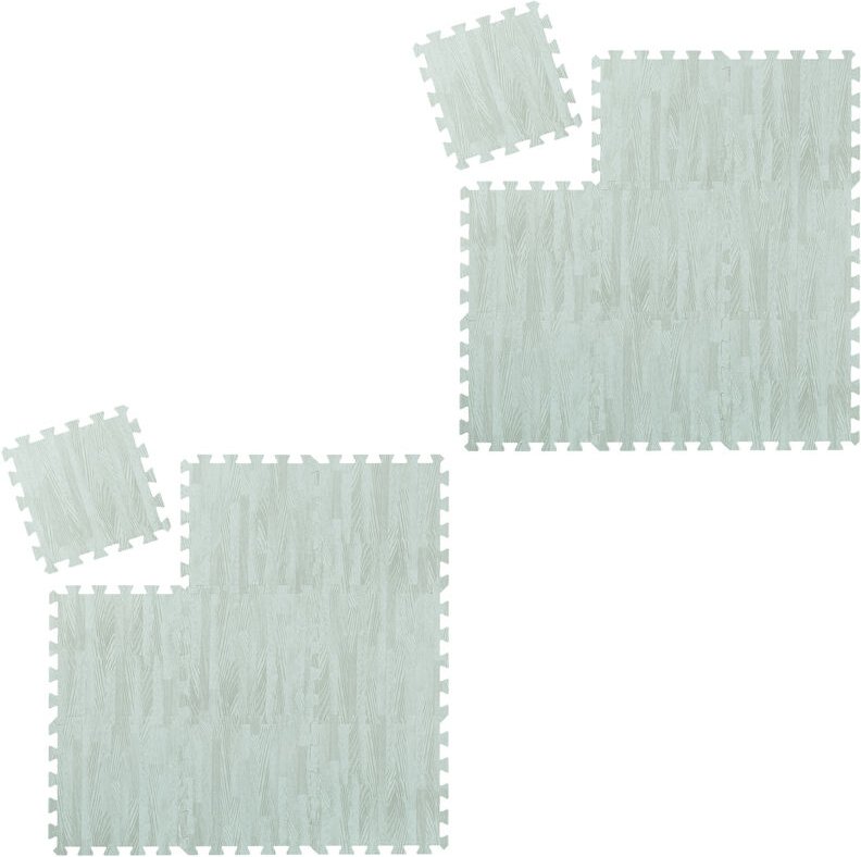 18 x Bodenschutzmatte, Puzzlematten für Sport und Fitnessgeräte,ca. 1,7 m², EVA Schaumstoff, BPA-frei, Holzoptik, weiß