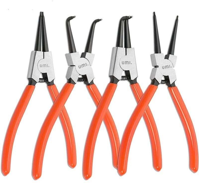 Rotations-Set mit 4 Sicherungsringzangen, Innen- und Außensicherungsringzangen mit Tasche, Länge 180 mm, Spitzengröße 1,...