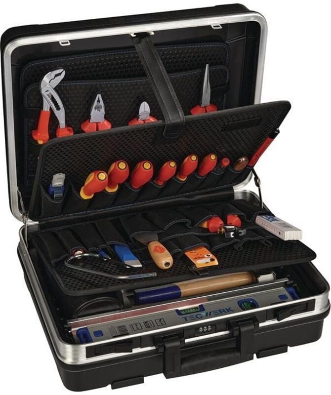 Werkzeugsortiment 46-teilig im Aluminium Rahmenkoffer für Elektriker