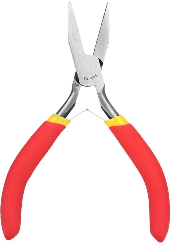 Akozon Spitzzange, 5 Zoll TU-505 Mini-Spitzzange aus Chrom-Vanadium-Stahl, zahnlos, mit Kunststoffgriff