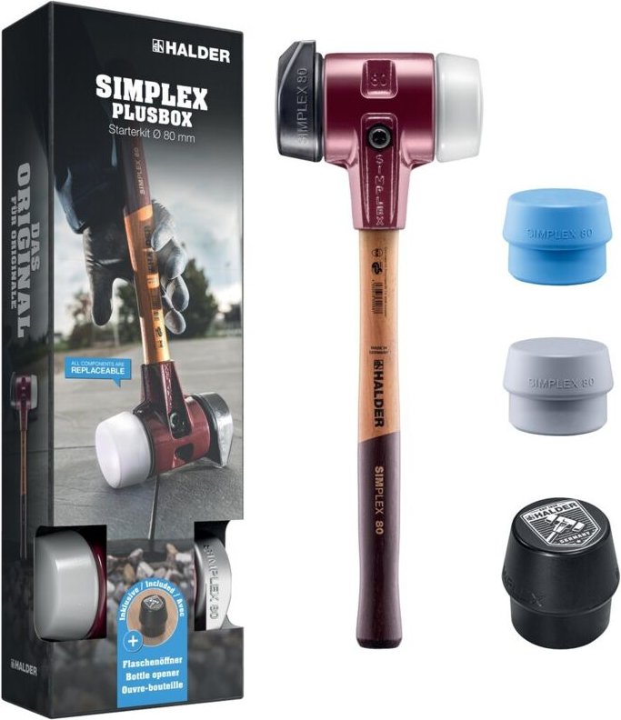 Schonhammer Starterkit simplex L.180mm Kopf-D.80mm ho Flaschenöffner,2 Eins.