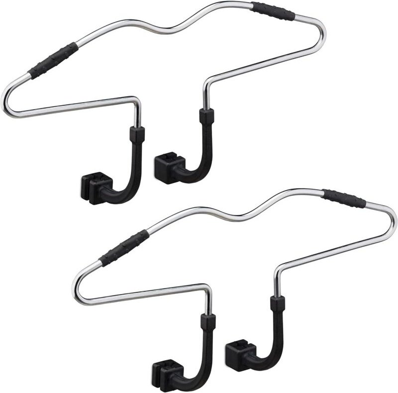 Auto Kleiderbügel für Kopfstütze, Jackenhalter im 2er Set, rutschfest, Stahl, PKW Reisebügel, Silber/schwarz