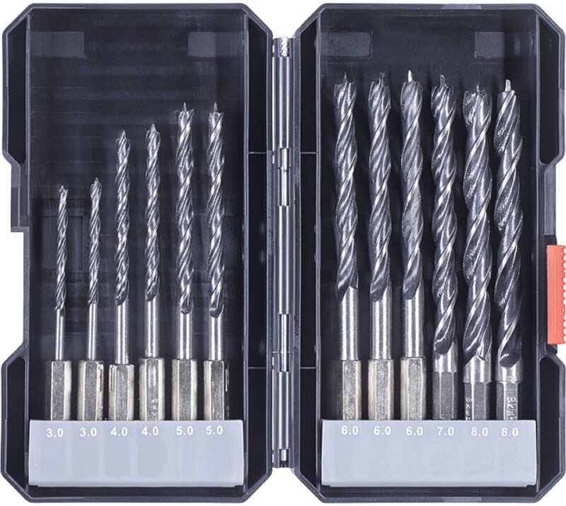 KWB - 108830 Holz-Spiralbohrer-Set 12teilig Schnellspannbohrfutter, Zahnkranzbohrfutter 12 St.