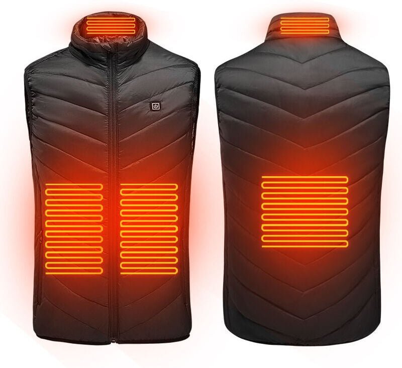 Beheizte Jacke für Männer und Frauen mit 4 Heizzonen und 3 Heizstufen. Elektrische Heizjacke mit USB-Ladegerät, maschine...