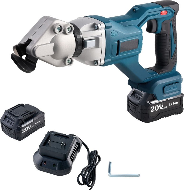 Mophorn Akku-Metallschere mit 360°-Drehkopf, Doppelklingen, 220 VAC 20 VDC, geeignet für 1,22 mm verzinkten Stahl, 1 mm ...