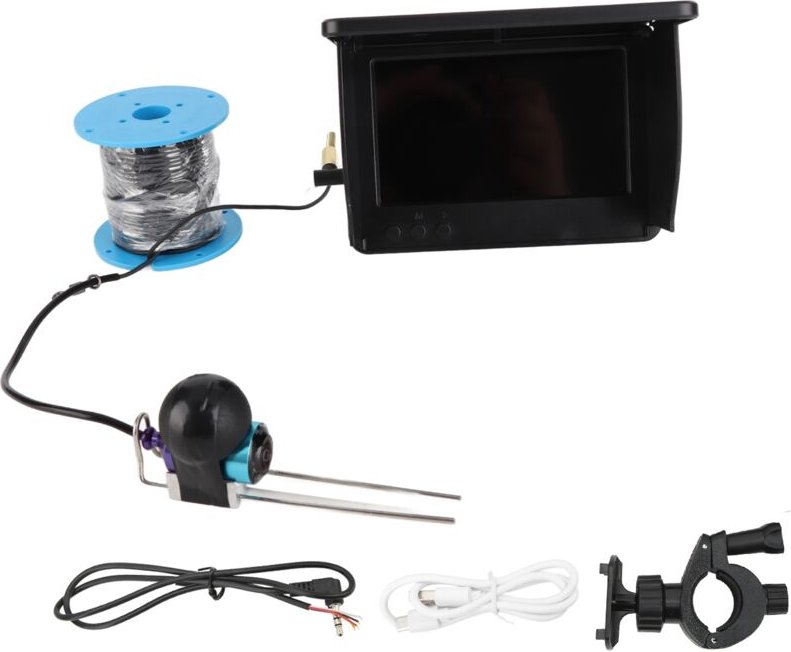 Angelkamera, Yosoo Unterwasser-Angelkamera 5 Zoll HD-Bildschirm 12V 0,34MP Klarer Unterwasser-Fischdetektor zum Angeln (...