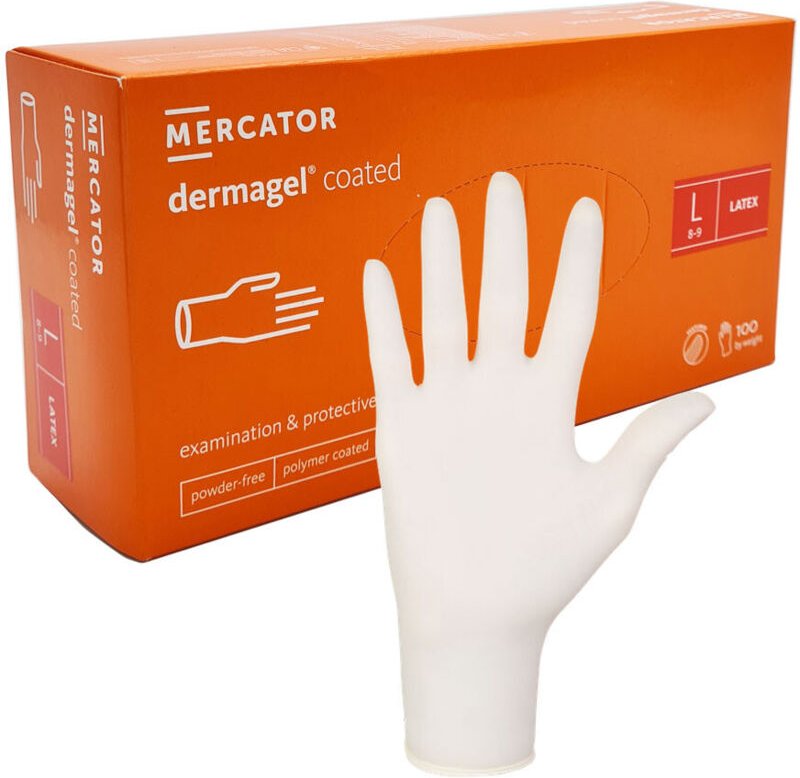 Latexhandschuhe L Mercator Dermagel beschichtet 100 Stück
