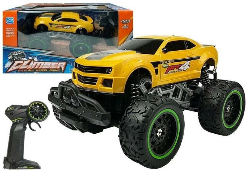 Yellow Off-Road R/C Car with High Wheels & Shock Absorbers