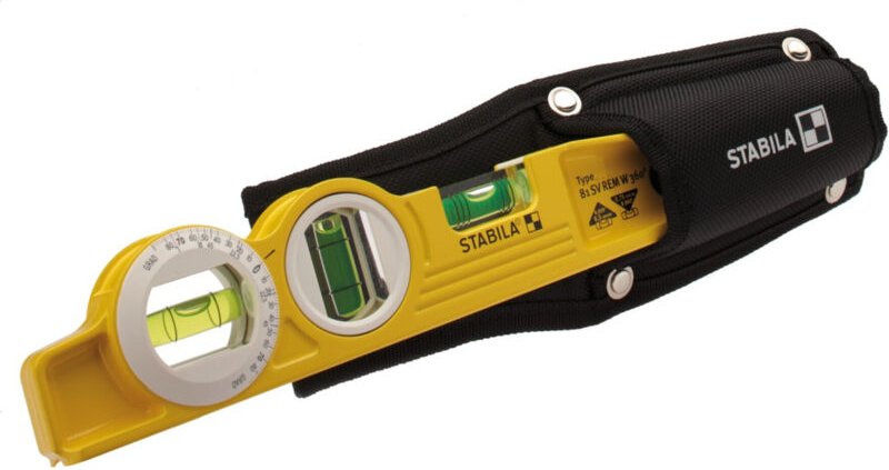 STABILA Wasserwaage Type 81 SV REM W360 Torpedo 25 cm mit Seltenerd-Magnetsystem drehbarer Winkel-Libelle und Gürteltasc...