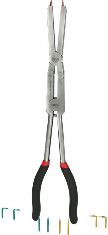 Doppelgelenk-Sicherungszange für Außensicherungsringe mit auswechselbaren Spitzen