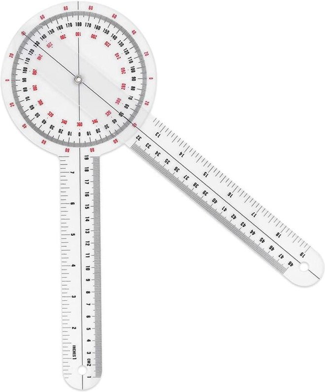 12--Goniometer, Transparentes OrthopäDisches Winkellineal Kunststoff-Goniometer 360-Grad-WirbelsäUlen-Goniometer Zur KöR...