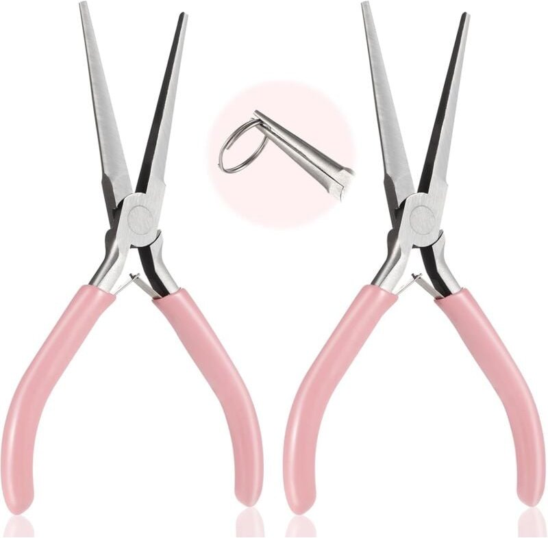 Set aus 2 Spitzzangen aus hochkohlenstoffhaltigem Stahl für Schmuck- und Modellbau, rutschfester Griff und praktisches T...