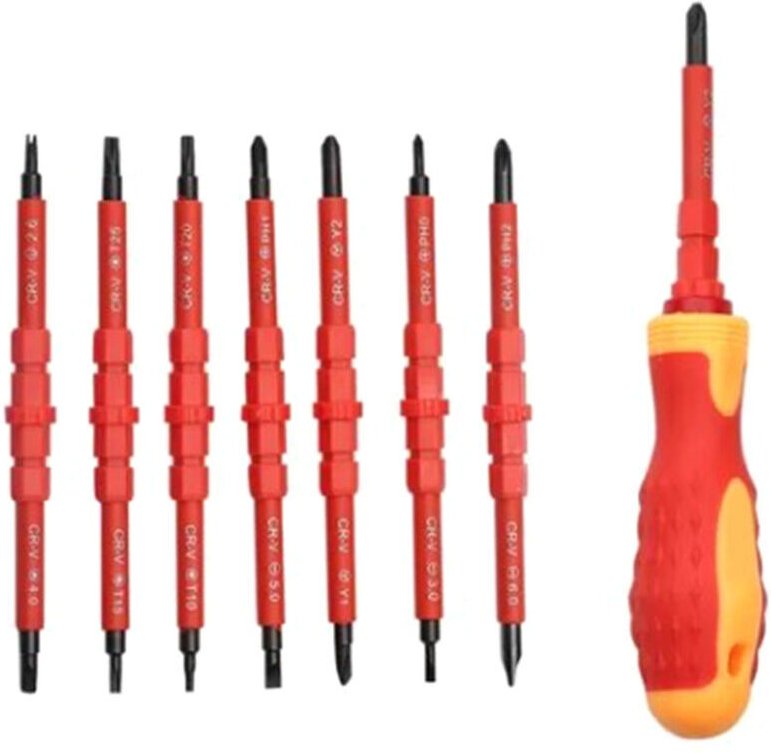 Set isolierter Schraubendreher, Chrom-Vanadium-Legierungsstahl, ABS, Schraubendreher mit austauschbaren Klingen für Elek...
