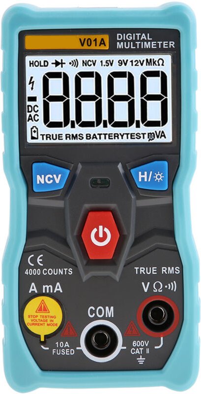 ANENG V01A True RMS Digitalmultimeter mit automatischer Bereichswahl, AC/DC Strom-, Spannungs- und Ohm-Tester (Blau)
