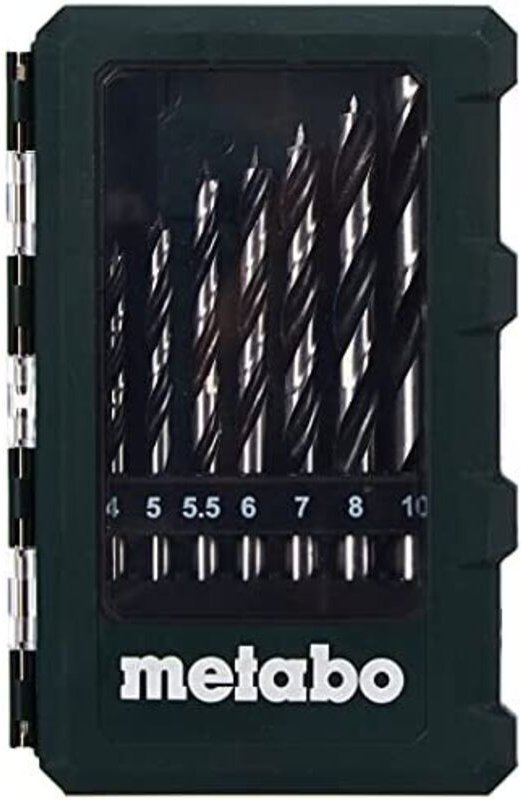 Metabo - Holzbohrersatz Ähnlich DIN7487 8tlg. Inhalt:3/4/5/5,5/6/7/8/10mm cv gehärtet m.Zentrierspitze Kunststoffkassett...