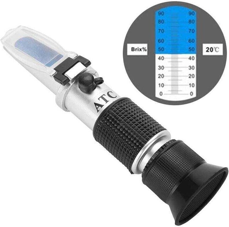 Brix-Meter 0-90% Brix-Meter tragbares Refraktometer Heimmessgerät Brix-Meter Brix-Meter ATC-Temperatur