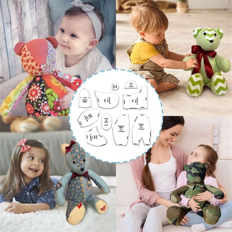 Memory Bear Schablonen-Lineal-Set, 10-teiliges Set, geeignet für 12 Zoll