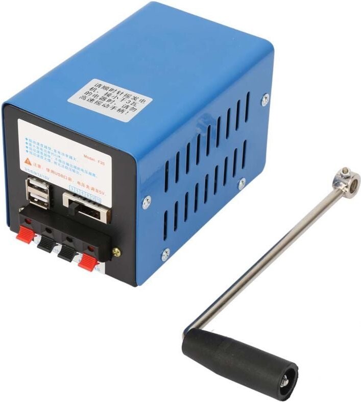 Tragbarer Handkurbelgenerator, Miniaturgenerator, Handkurbelgenerator, 2000 U/min Trinkwasser-Handkurbelgenerator mit US...
