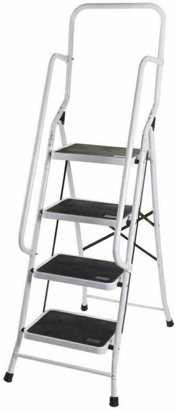 Klappbare 4-stufige Trittleiter aus Stahl, rutschfest, doppelter Schutz, Multifunktionsleiter – max. Belastung 150 kg