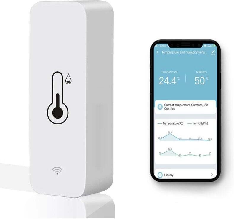 XVX - Sensore termometro igrometro WiFi, monitor wireless di temperatura e umidità per la casa, monitoraggio remoto in t...