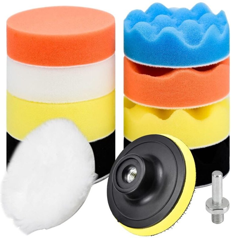 11-teilige Polierschwämme, 80-mm-Polierpad, Polierschwamm, Polierset mit M10-Bohradapter, Wollpolierpad zum Autopolieren...