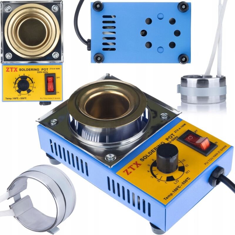 Rosfix Set Tiegel 21-B 160W – Löttiegel mit 50 mm Zinnbehälter + Heizelement 100–550 °C, 230 V Für Elektronik, Kabelverz...