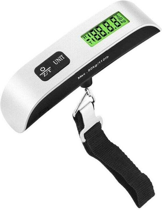 Tragbare elektronische Gepäckwaage – Multifunktionale Reisekofferwaage – Max. 50 kg (g, oz) – Digitale Reisewaage mit Ta...