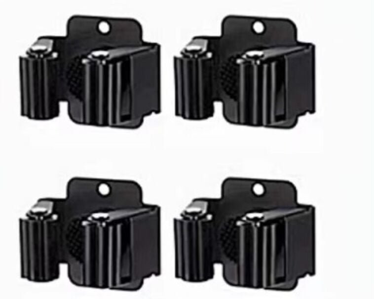 Set mit 4 Besenhaltern aus Stahl, Wandhalterung für die Aufbewahrung von Reinigungs- und Gartengeräten - Csparkv