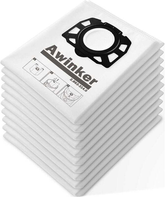 10-teiliges Beutelset für Kärcher WD2 Plus WD3S WD 3 S WD 3 V KFI 357 KWD 1-3 2.863-314.0 SE4001 SE4002