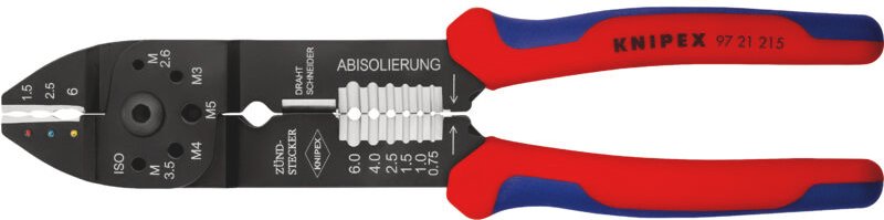97 21 215 Crimpzange mit Mehrko.-Hülle schwarz lackiert 230 mm - Knipex