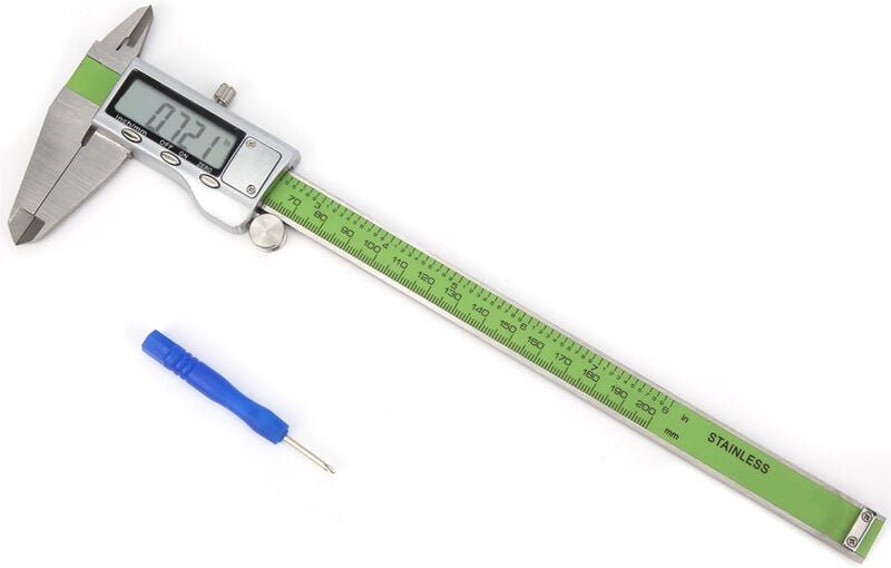 Digitaler Messschieber, LED-Anzeige, elektronisches Lineal aus Edelstahl für Selbstmessungen (200 mm)