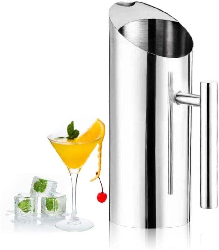 Vtizikl Pichet eau inox, Pichet à eau en acier inoxydable, pichet inox,carafe eau,pichet à boire froid maison,Pichet à e...