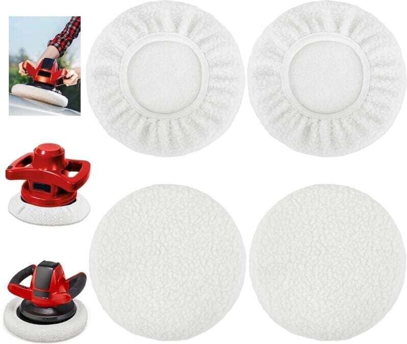 Quatre tampons de polissage en laine de 220 à 250 mm, adaptés aux machines de polissage de pistes.