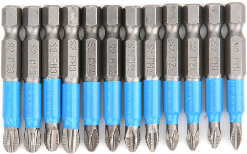 12-teiliges Set 50-mm-Kreuzschlitz-Schraubendreherbits, 1/4-Zoll-Sechskantschaft, S2-Legierungsstahl, magnetisch, rutsch...