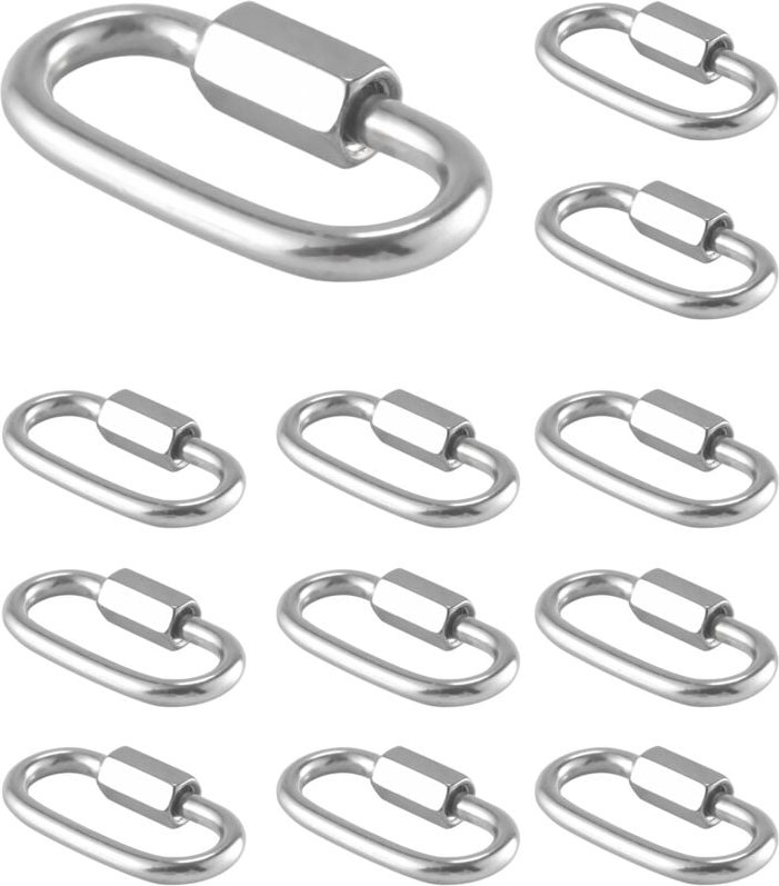 12 StüCk Schnell VerknüPfung 4MM Rostfreier Stahl Ketten Verbinder, Schwer Lastung d Form Verriegelung Aussehen für Kara...