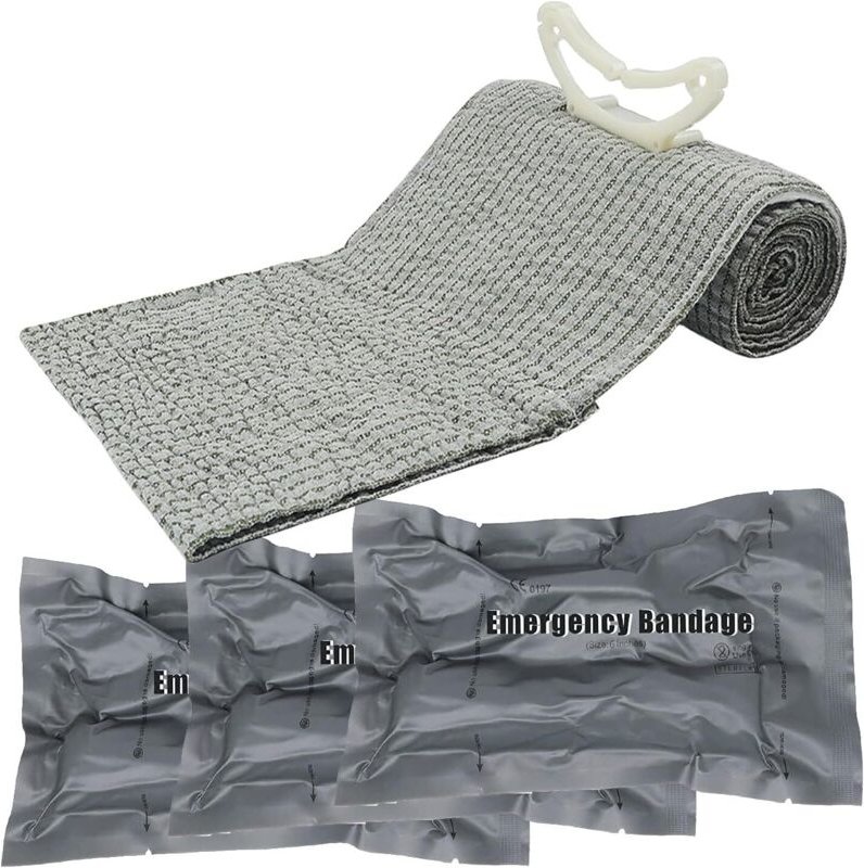 4-teiliger Kompressionsverband, 6-Zoll-Notfall-Kompressionstourniquet, graues Notfall-Blutstillungspad, Militärtournique...