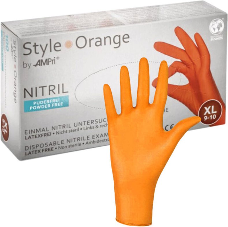 Ampri Style Orange XL Nitrilhandschuhe, 100 Stück