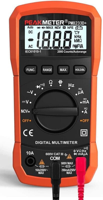 Automatisches digitales Multimeter, AC/DC-Ampere-Ohm-Spannungsmesser, Multifunktionsmessgerät mit Widerstandsmessungen u...