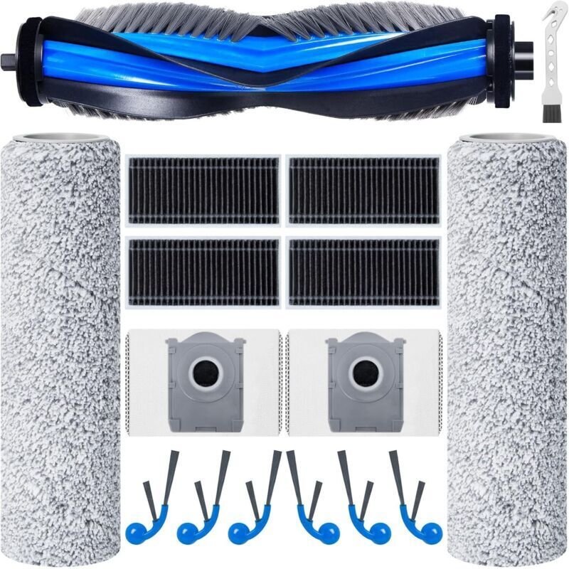 Zubehörset für den Ecovacs Deebot T80 Omni/X8 PRO OMNI/X8 Omni Saugroboter: 1 Walzenbürste, 2 Wischwalzen, 4 Filter, 6 S...