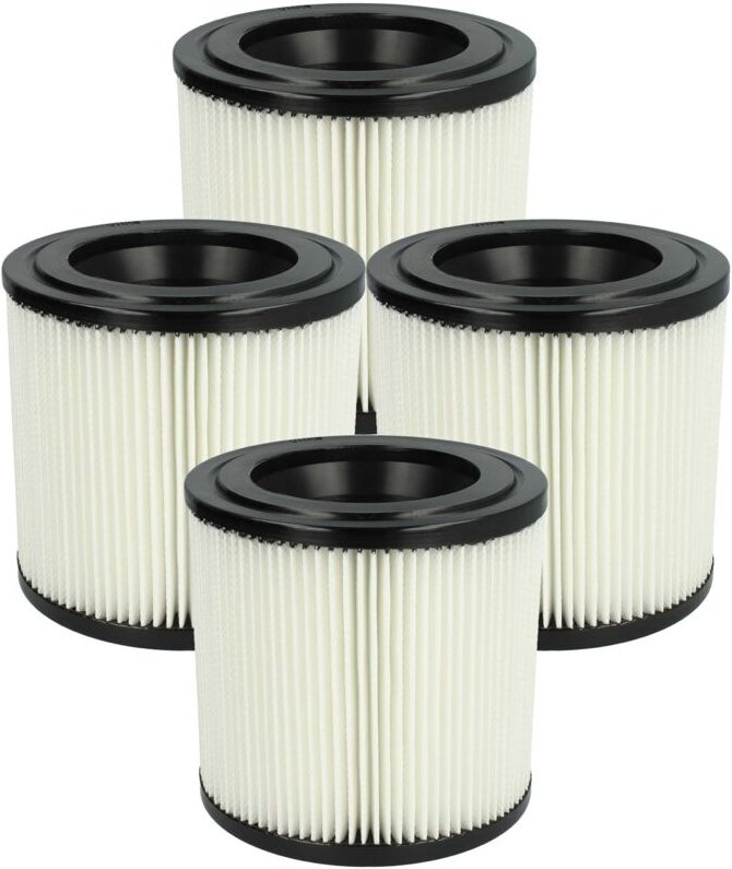 vhbw 4x Faltenfilter kompatibel mit Prosol PR 22-L Staubsauger - Patronenfilter Schwarz Weiß Abwaschbar