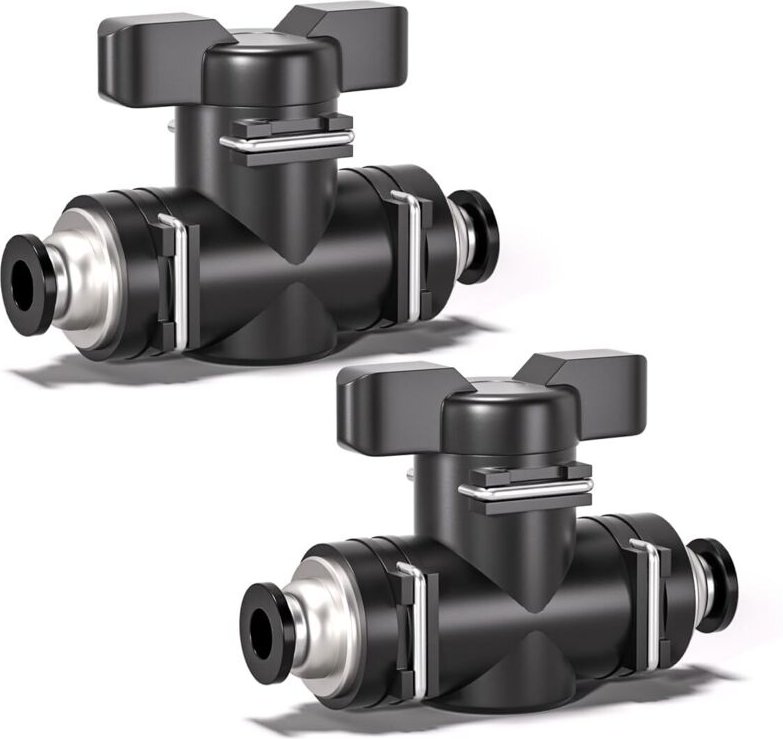 10 schwarze 8-mm-Pneumatikkugelhähne zur direkten Luftstromregelung. Pneumatikanschluss