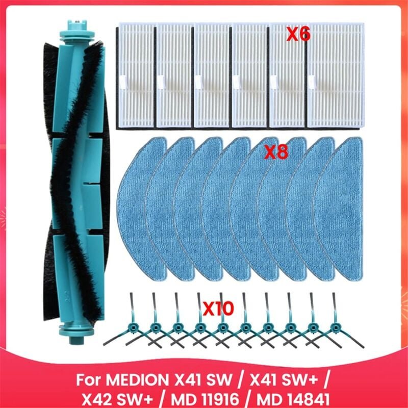 Staubsauger-Ersatzset für Hauptseitenbürstenfilter und Wischmopps