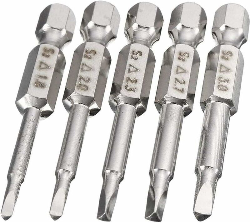 5-teiliges Set elektrischer Schraubendreherbits mit Sechskantschaft und dreieckiger Spitze, 50 mm, magnetische Schrauben...