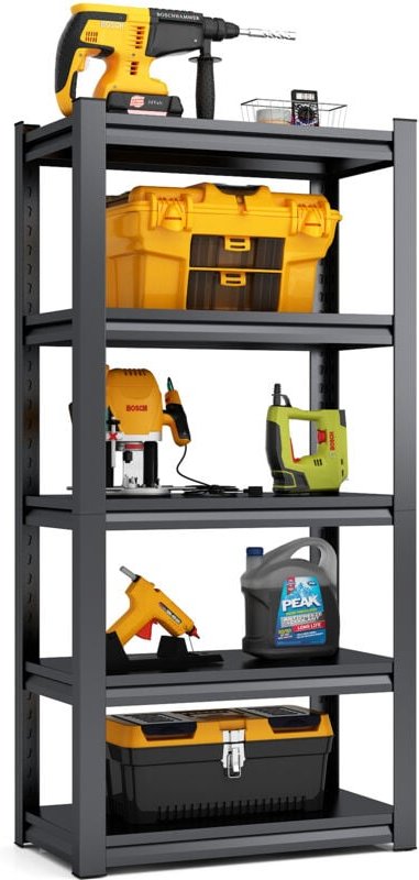 5-stöckiges Hochleistungsregal aus Metall, hohe Tragkraft, höhenverstellbar, max. 650 kg, für die Lagerung in der Garage...