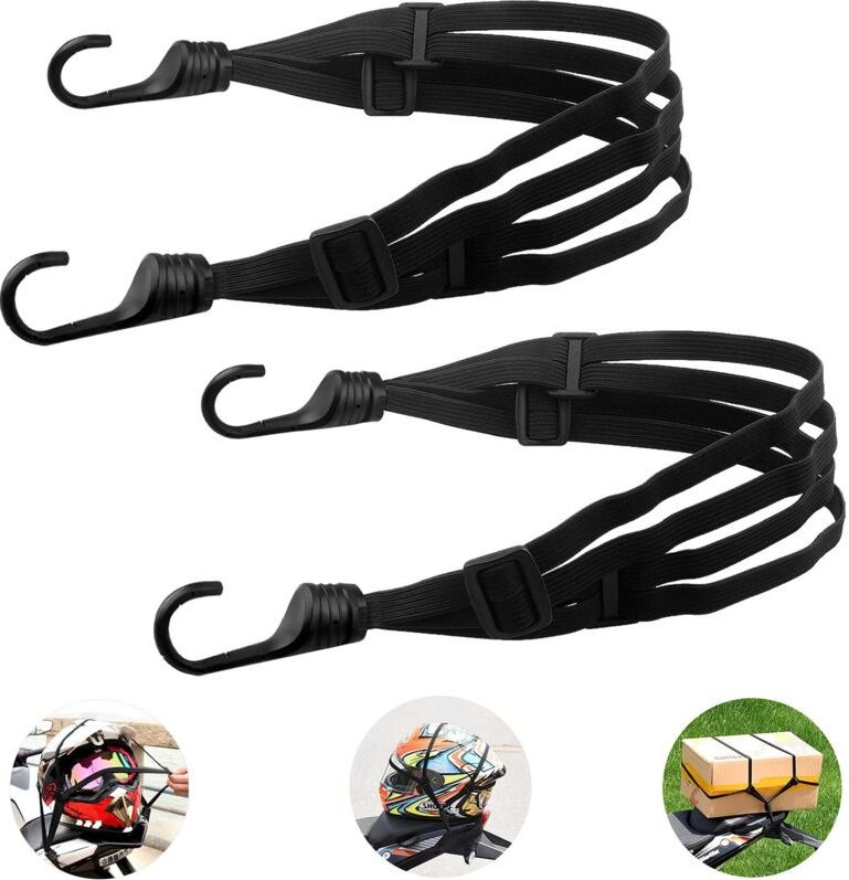 2er-Pack Gepäckgurte für Motorrad und Fahrrad mit Doppelhaken, verstellbarer Spanner, 60–90 cm