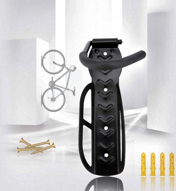 Ahlsen - Fahrradhaken, Wandhalterung, platzsparend, schwarzer Stahl, Fahrrad-Wandhalterung, vertikaler Aufbewahrungshake...